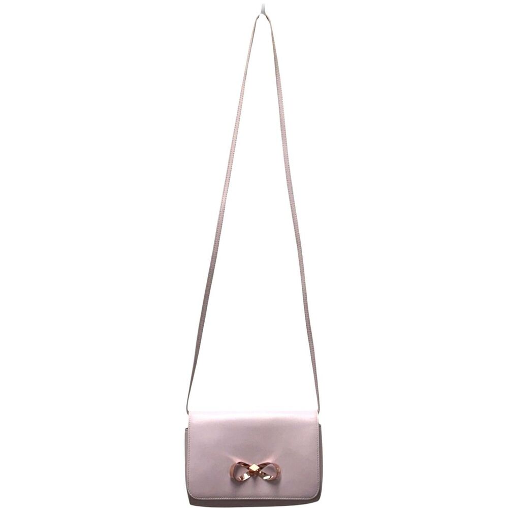 Ted Baker Loop Bow Convertible Crossbody Bag Pastel Pink Leather Rose Gold Trim